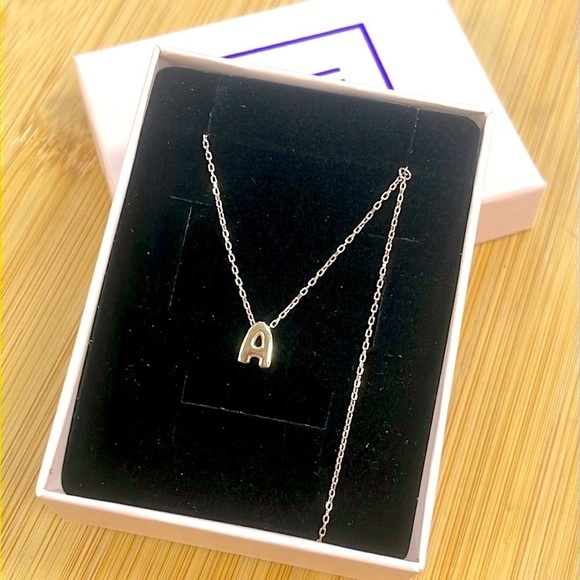 Brand New 14K Gold Plated Sterling Silver Bubble Letter Balloon “A” Necklace - Picture 15 of 15
